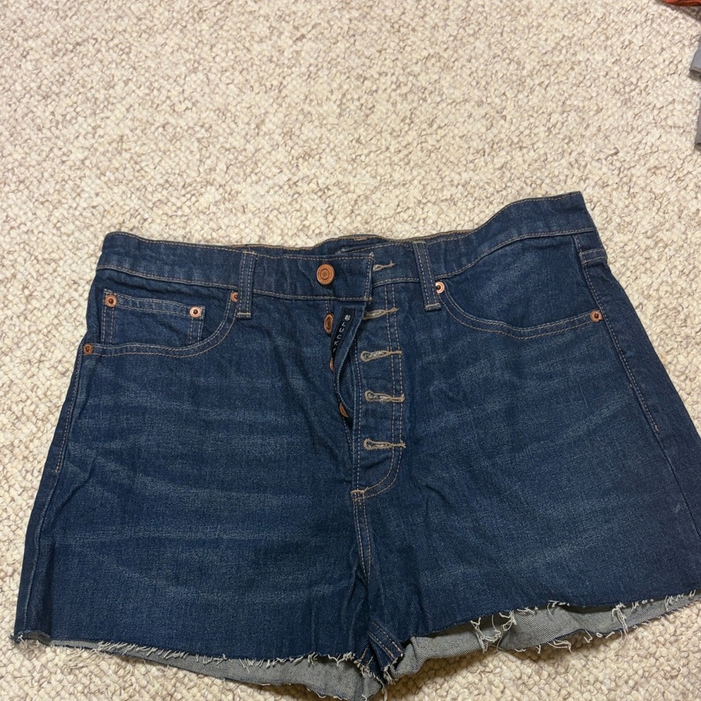 Lucky Brand Dark Blue Button-Fly Denim Shorts